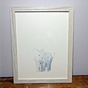 Restoration Hardware Baby & Child Watercolor Animal print Baby Elephants framed
